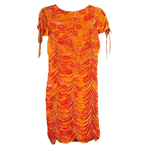 Anthropologie BTFL-life Orange Floral Ruched Mini Dress Size M NWT Beach Party - Picture 2 of 9